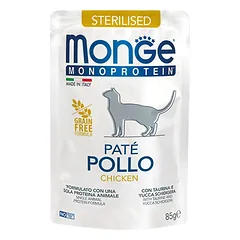 Monge Monoprotein Adult Sterilised Chicken begrūdis paštetas katėms