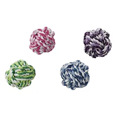 Europet Bernina Floss Ball medvilninis žaislas kamuoliukas šunims dantų valymui, L dydis, 110 mm skersmuo, 300 g, žalias, rožinis, mėlynas, violetinis