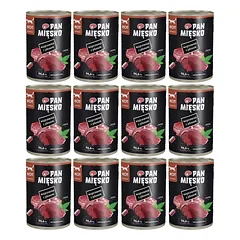 PAN MIĘSKO  Kiauliena su elniena drėgnas maistas katėms 12x400 g