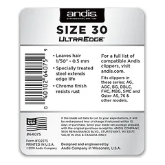 Andis plaukų kirpimo peiliukai UltraEdge Size 30, 1/50" - 0.5 mm — 3 nuotrauka