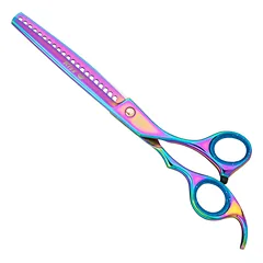 Geib Rainbow Kiss Chunker - aukštos kokybės retinimo žirklės su vaivorykštiniu paviršiumi, 21 dantis, Gold / 7,5" — 2 nuotrauka