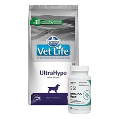 FARMINA Vet Life Dog Ultrahypo 12kg + LAB-V Immuno Hard - imuniteto stiprinimas šunims ir katėms 45 kapsulės