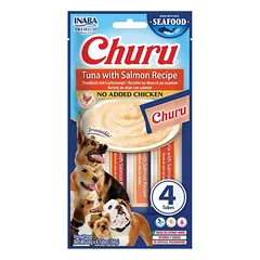 INABA Dog Churu Fish Based Tuna with Salmon Recipe 4x14g kreminiai skanėstai su tunu ir lašiša šunims