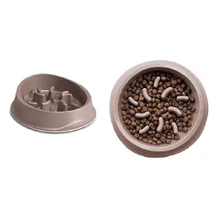 StefanPlast Ciotola Chic Slow Food lėto maitinimo dubenėliui suŁiui ir katei, šviesiai pilkai rudas, 0,5 l, 20,5×20,5×6,5 cm