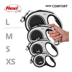 FLEXI pavadėlis šuniui New Comfort XS juostinis 3m, juodas — 4 nuotrauka