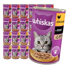 WHISKAS Adult konserv 24x400 g – märgtoit täiskasvanud kassidele, kana/veiseliha kastmes