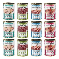 SUPER RAFI Mix 4 Skonių 12x400 g šlapias maistas šunims