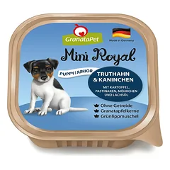GranataPet Mini Royal Junior/Puppy Turkija ir Triušis - be grūdų šlapias maistas šuniukams ir jauniems mažų veislių šunims, su kalakutiena ir triušiena, 11x150g — 2 nuotrauka
