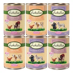 6 x 400 g Lukullus Naturkost Junior bandomieji rinkiniai, drėgnas maistas šunims