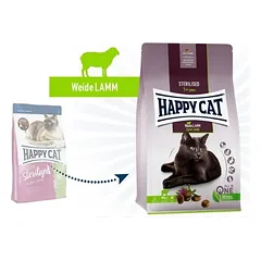Happy Cat visavertis pašaras sterilizuotoms katėms su ėriena Sterilised Weide Lamm, 1,3 kg