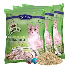 Lyra Pet® Lyra Power® žolės pluošto kraikas katėms, grumstelinis, 3 x 10 L — 2 nuotrauka