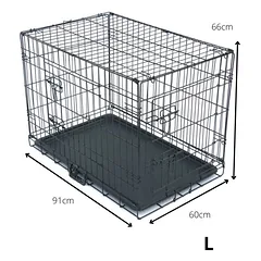 Metalinis narvas L (91x60x66cm) dviejų durų, su plastmasiniu padėklu — 2 nuotrauka