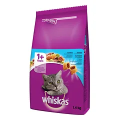 WHISKAS Adult 1,4 kg - sausas kačių ėdalas su tunu ir daržovėmis