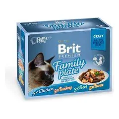 Brit Care Cat Delicate Fillets in Gravy Family Plate drėgnas maistas katėms, 12x85 g