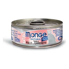 Monge kons.pašaras katėms su tuno, vištienos ir krevečių gabalėliais savo sultyse 6x80g