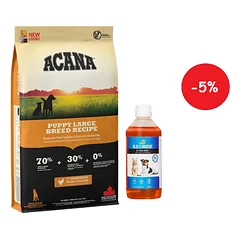 ACANA HERITAGE Puppy Large Breed 11,4kg + LAB V Lašišų aliejus šunims ir katėms 500ml
