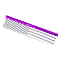 Madan Professional Light Comb 19cm - profesionalus, lengvas šukos su aliuminio rankena ir mišriu dantų išdėstymu, smeigtukai, Fioletowy / 2,8cm — 4 nuotrauka
