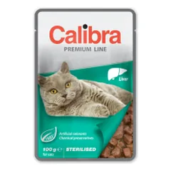 CALIBRA Cat Premium Line Sterilised Liver 100 g su kepenimis sterilizuotoms katėms parduotuvėje petreon.lt
