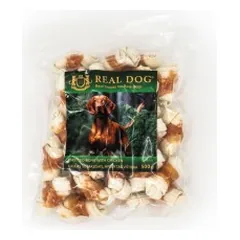 Real Dog odos kaulas, apvyniotas vištiena, skanėstai šunims 500 g parduotuvėje akvanamai.lt