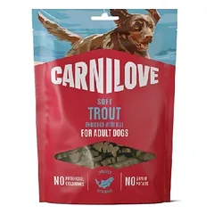 CARNILOVE Dog Soft Snack Trout 200g minkšti skanėstai su upėtakiu suaugusiems šunims