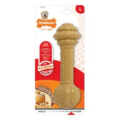 Nylabone Extreme Barbell Žemės Riešutų Sviesto Kramtukas - patvari kramtomoji žaislas didesniems šunims, su žemės riešutų sviesto skoniu