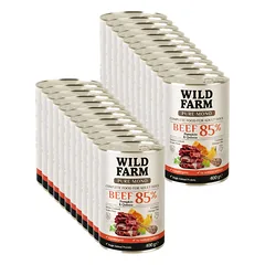 WILD FARM PURE MONO Jautiena, moliūgai ir kvinoja 24x400 g vienos rūšies baltymų šunų maistas