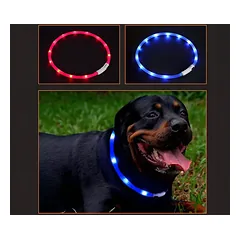 TRIXIE LED ĮKRAUNAMAS ŠVIEČIANTIS antkaklis USB, silikonas, XS-XL 70cm/10mm, mėlynas, 1 vnt. — 3 nuotrauka