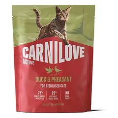 Carnilove Active Cat Duck & Pheasant Sterilised sausas maistas sterilizuotoms katėms, 400 g