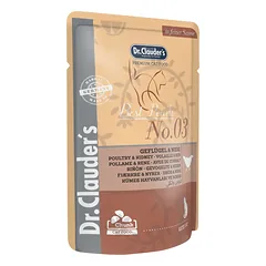 DR. CLAUDER’S drėgnas maistas katėms su paukštiena ir inkstais padaže 100 g