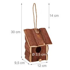 Paukščių namelis Relaxdays 10031002.0, Ruda, 12 × 16,5 × 9,5 cm — 4 nuotrauka