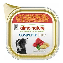 Almo Nature HFC Complete Dogs jautiena su bulvėmis ir petražolėmis, drėgnas maistas šunims 150 g
