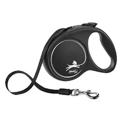 Trixie Flexi BLACK DESIGN Tape Leash S dydžio ištraukiamas pavadėlis šunims iki 15 kg, juodas, 5 m