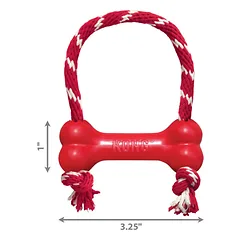 KONG Goodie Bone With Rope žaislas su natūralia guma ir virve labai mažiems šunims, Extra Small — 3 nuotrauka