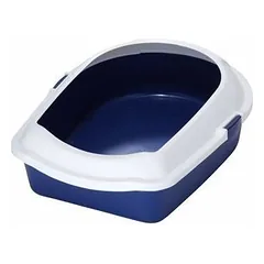 Open cat toilet with border ECO (M) 43x56x14 cm blue