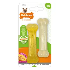 Nylabone vidutinio kramtymo dvigubas paketas XS - kramtukai mažiems šunims, su vištienos skoniu