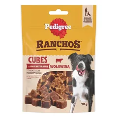 PEDIGREE Ranchos Cubes 70 g Papildomas ėdalas suaugusiems šunims be grūdų su jautiena