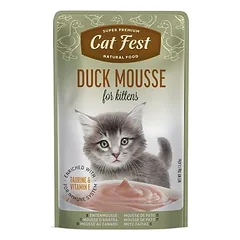 CatFest Kitten Duck Meat Mousse drėgnas papildomas maistas su ančių mėsa, putota tekstūra, kačiukams, 70 g