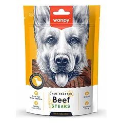Wanpy Beef Steaks skanėstai šunims, vytinti jautienos kepsneliai, 100 g