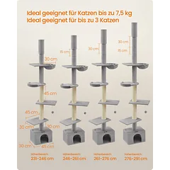 Kačių draskyklė 231-291 cm, šviesiai pilka — 5 nuotrauka