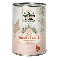 Wildes Land Adult Cat drėgnas maistas katėms 6 x 400 g, Fasan & Huhn mit Cranberries — 2 nuotrauka