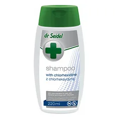 DERMAPHARM Dr. Seidel Šampūnas su chlorheksidinu 220 ml šunims, sergantiems bakteriniais ir grybeliniais odos uždegimais