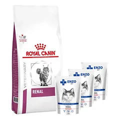 ROYAL CANIN Renal Feline RF 23 2kg + ENZO VET Renal su jautiena želė katėms 3x100g