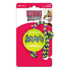 KONG SQUEAKAIR BALL žaislas šunims su virve, M, geltonas — 2 nuotrauka