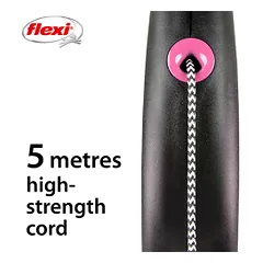 Flexi Black Design virvinis, rožinis pavadėlis šunims, S, 5 m — 3 nuotrauka