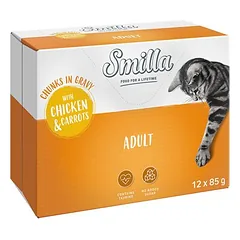 Smilla Adult drėgnas maistas katėms, kąsneliai su daržovėmis, maišeliai — 4 nuotrauka