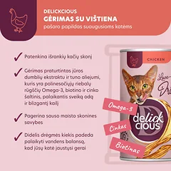 DELICKCIOUS pašaro papildas suaugusioms katėms - sriuba su vištiena, 140 g — 2 nuotrauka