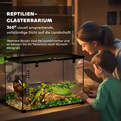 Stiklinis terariumas ropliams, varliagyviams ir voragyviams su termometru, 50 x 30 x 35 cm, juodas — 4 nuotrauka