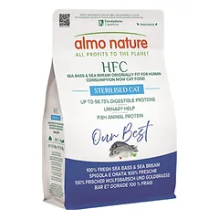 Almo Nature HFC Sterilised Sea Bass and Sea Bream sausas maistas katėms