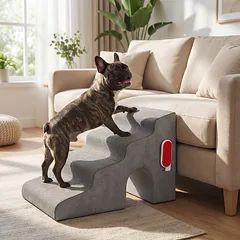 Laipteliai augintiniams, 4 pakopų, pilki, 70 × 41 × 43 cm — 5 nuotrauka