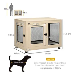 Narvas-baldas šunims iki 30 kg su 2 durelėmis ir pagalve, 94x60x71,5 cm, ąžuolo spalvos — 3 nuotrauka